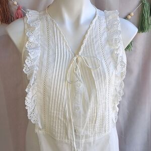 Elegant White Lace Trim Blouse